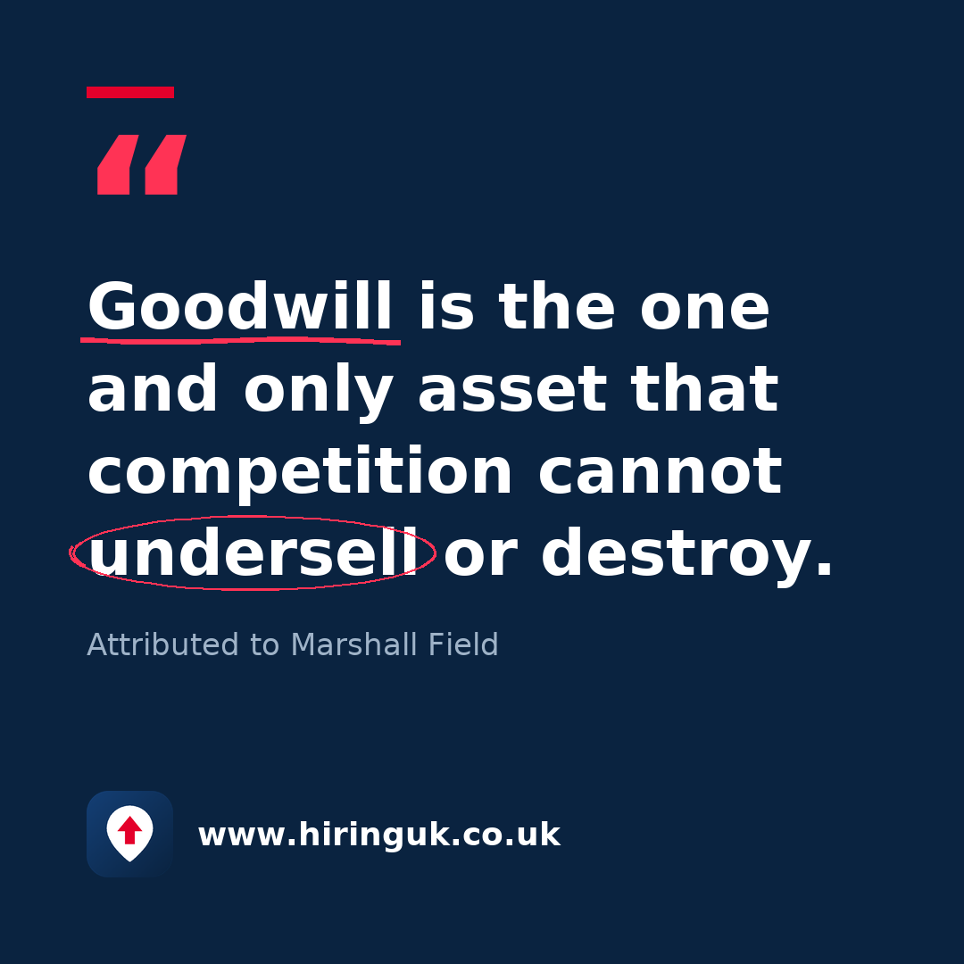 Quote card: Goodwill is the one and only asset that competition cannot undersell or destroy.