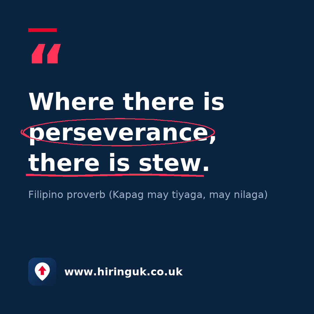 Quote card: Where there is perseverance, there is stew.