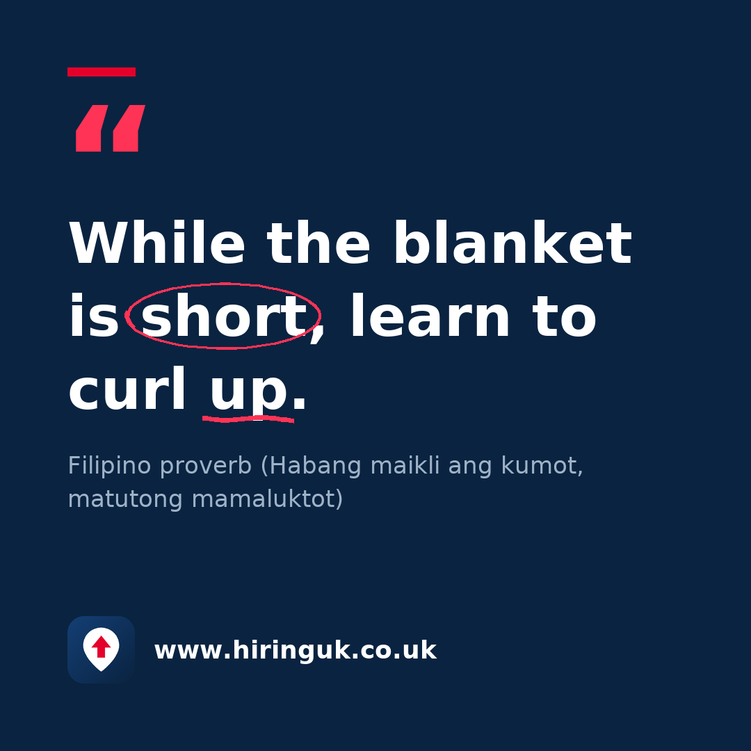 Quote card: While the blanket is short, learn to curl up.