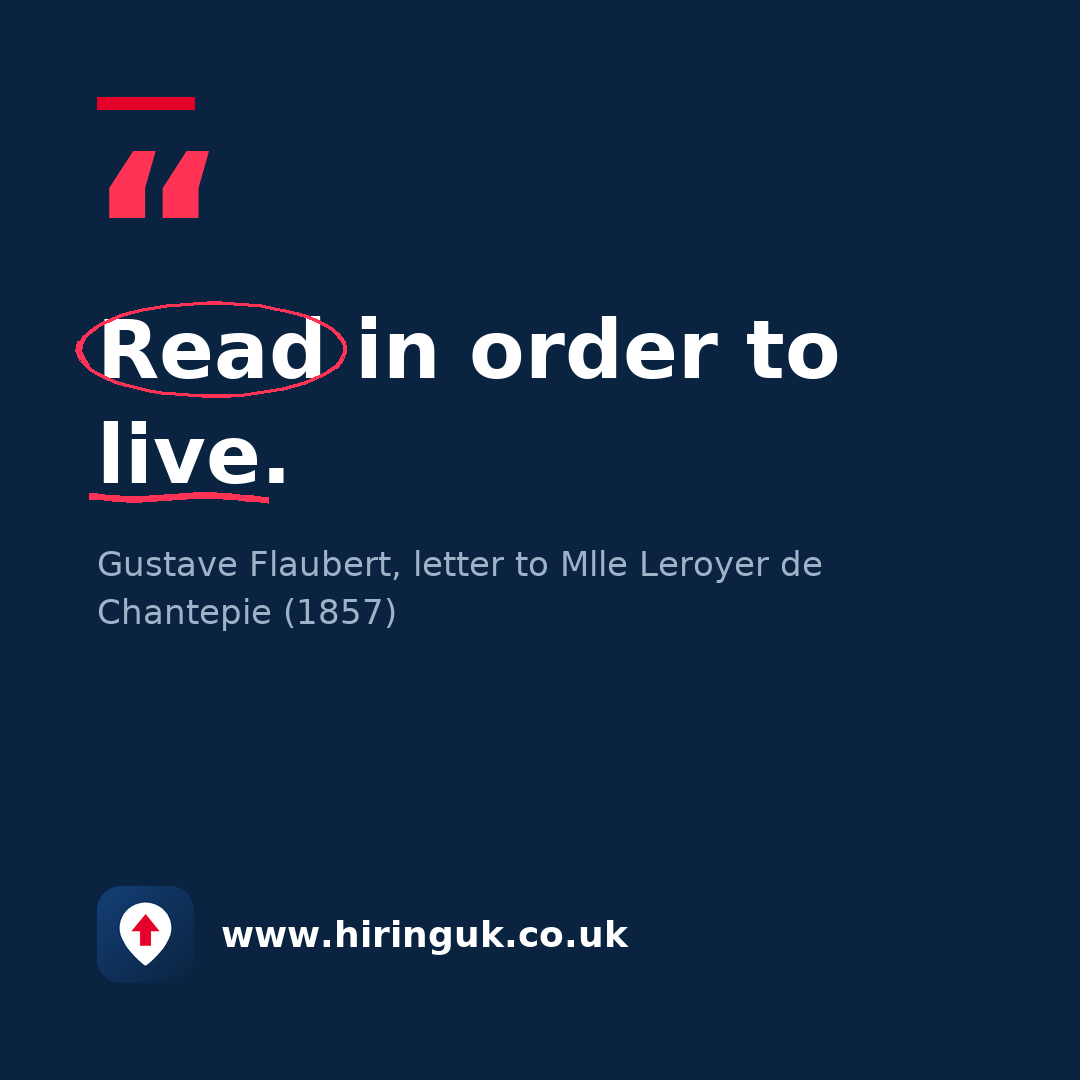 Quote card: Read in order to live.