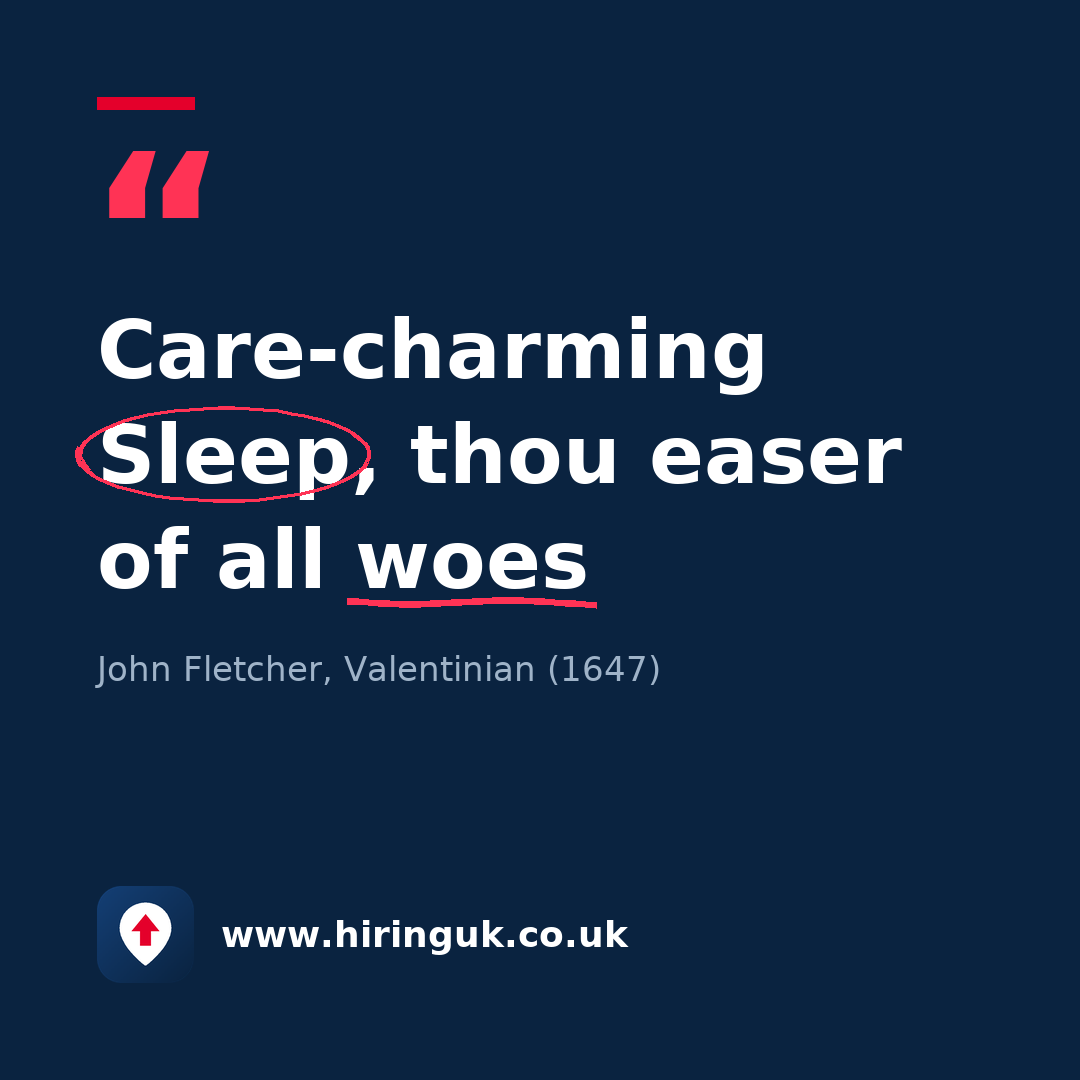 Quote card: Care-charming Sleep, thou easer of all woes