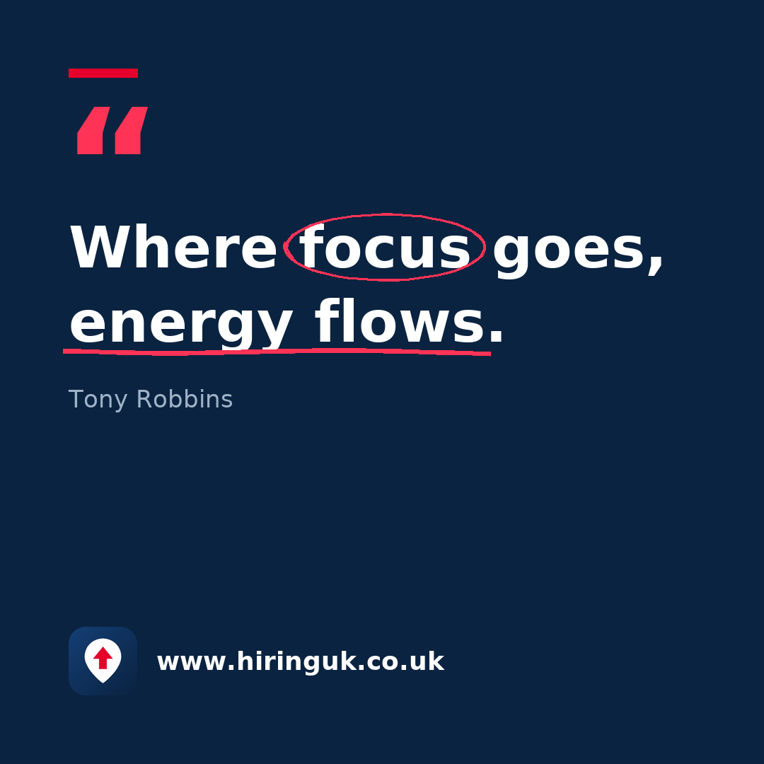 Quote card: Where focus goes, energy flows.