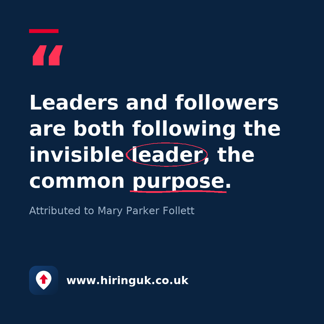 Quote card: Leaders and followers are both following the invisible leader, the common purpose.