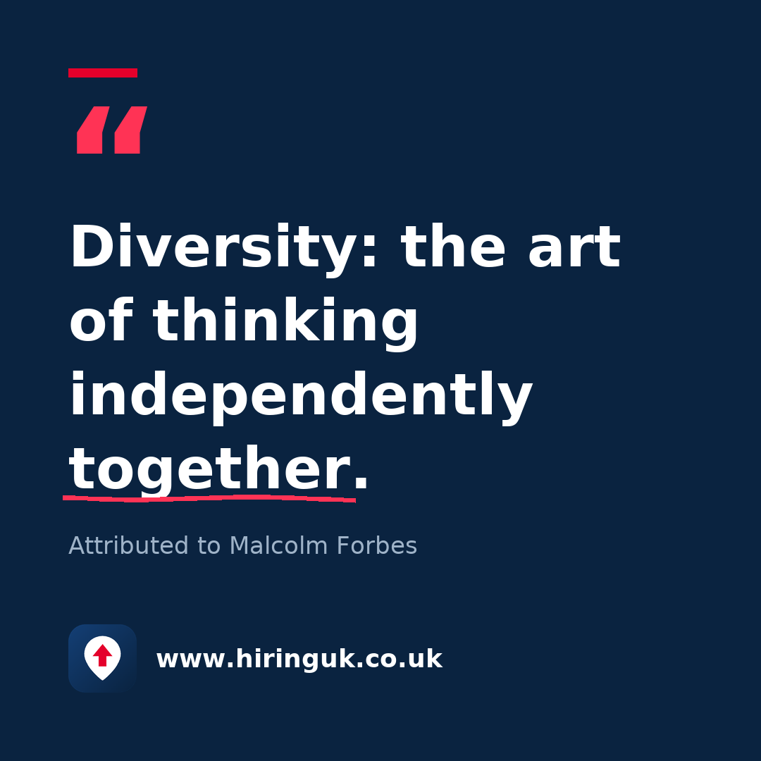 Quote card: Diversity: the art of thinking independently together.