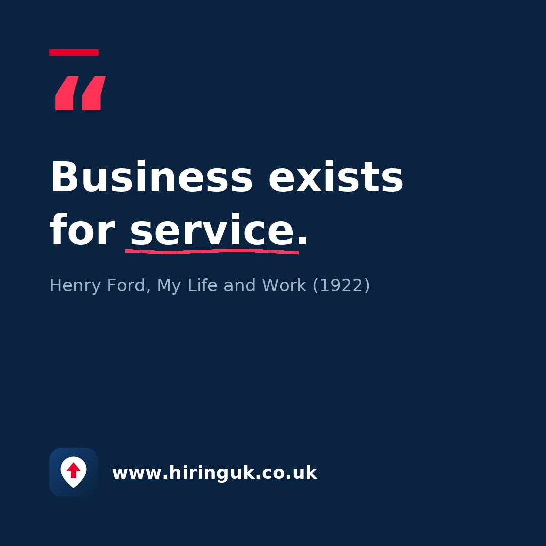 Quote card: Business exists for service.