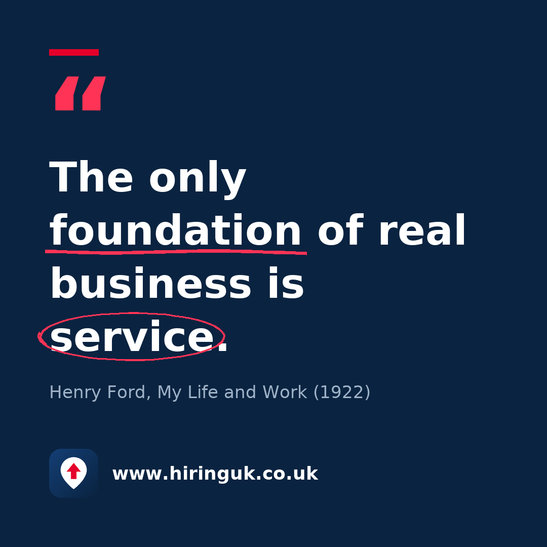 Quote card: The only foundation of real business is service.