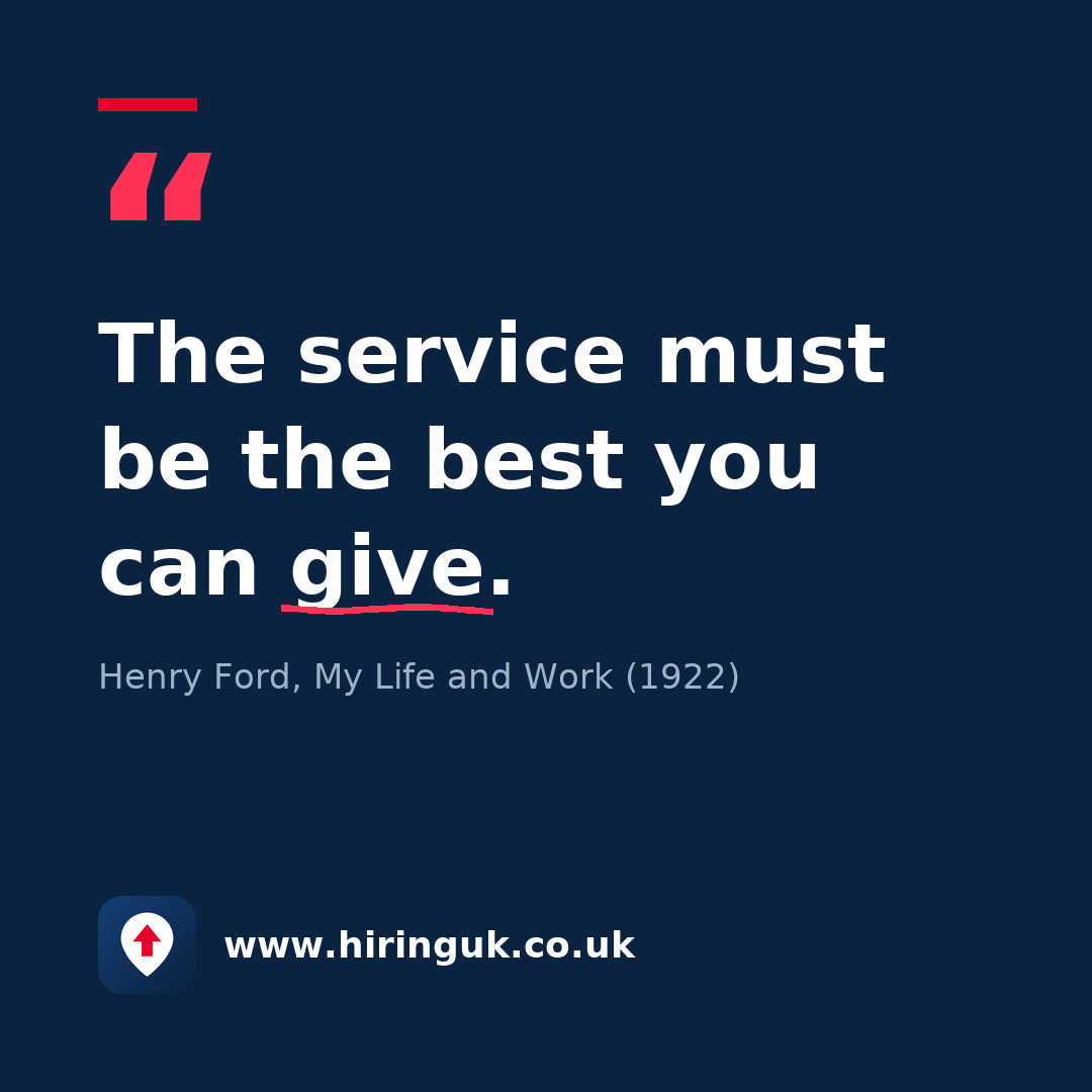 Quote card: The service must be the best you can give.