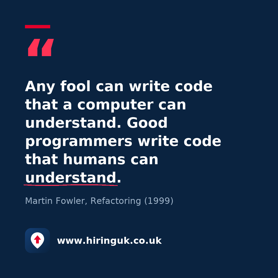 Quote card: Any fool can write code that a computer can understand. Good programmers write code that humans can understand.