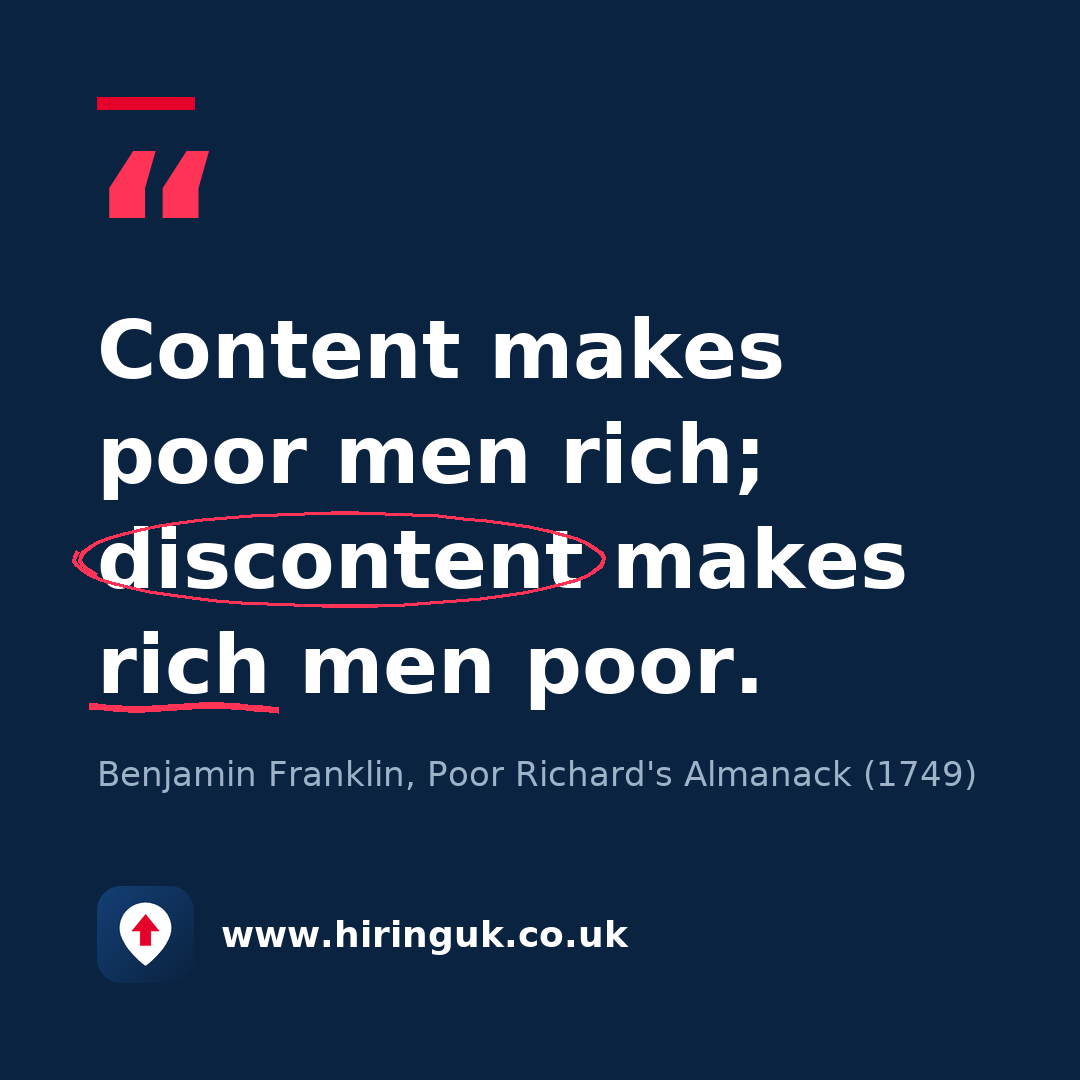 Quote card: Content makes poor men rich; discontent makes rich men poor.