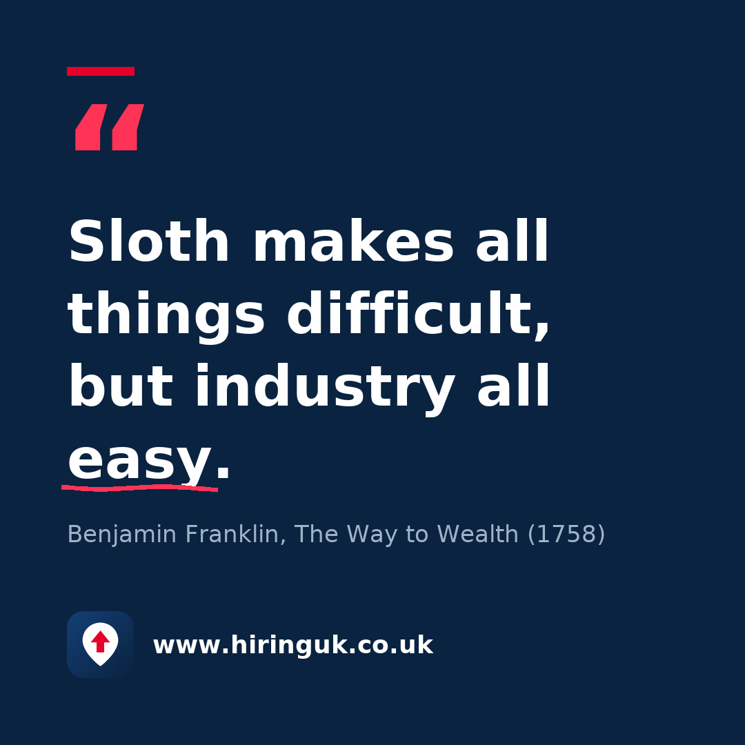 Quote card: Sloth makes all things difficult, but industry all easy.