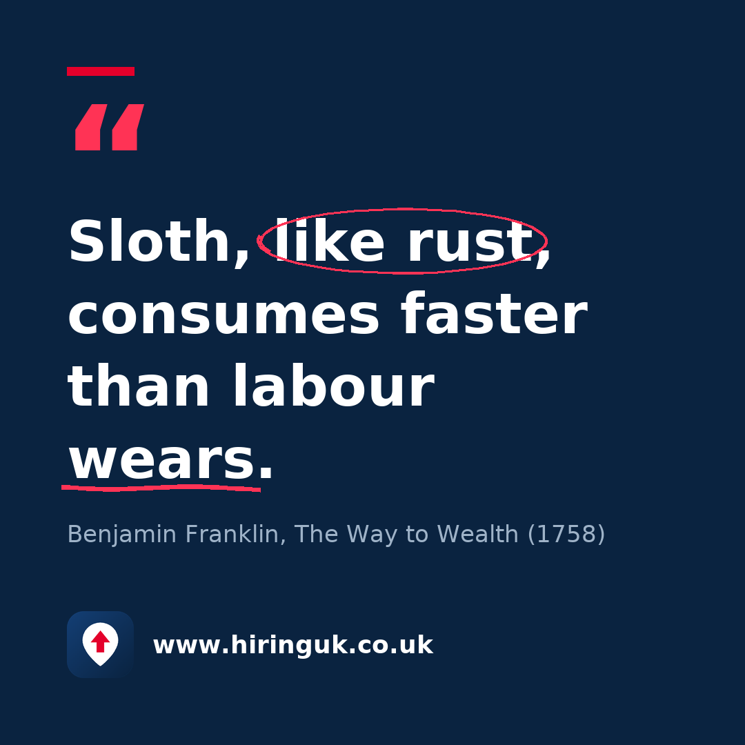 Quote card: Sloth, like rust, consumes faster than labour wears.