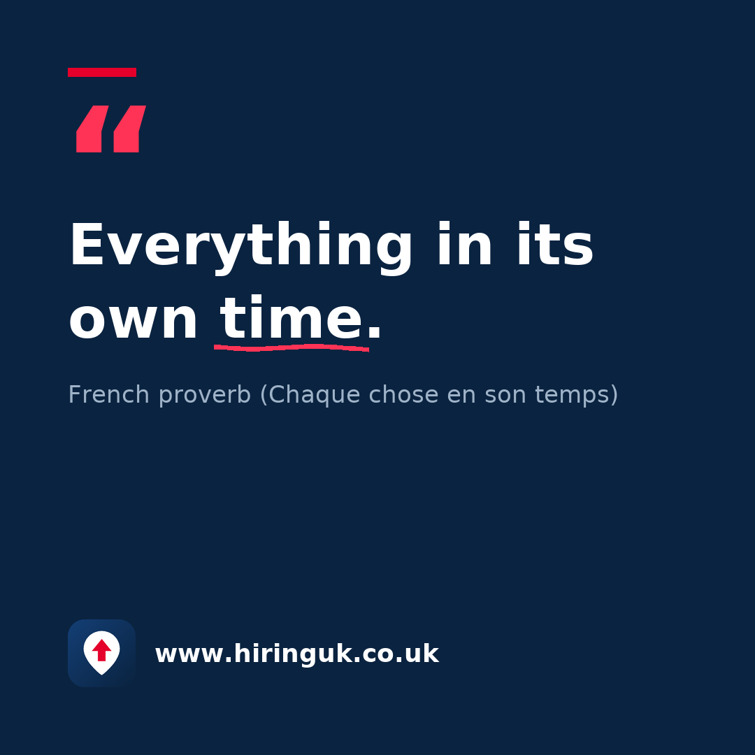 Quote card: Everything in its own time.