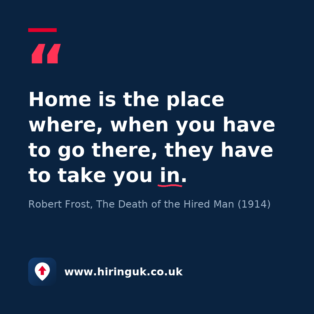 Quote card: Home is the place where, when you have to go there, they have to take you in.