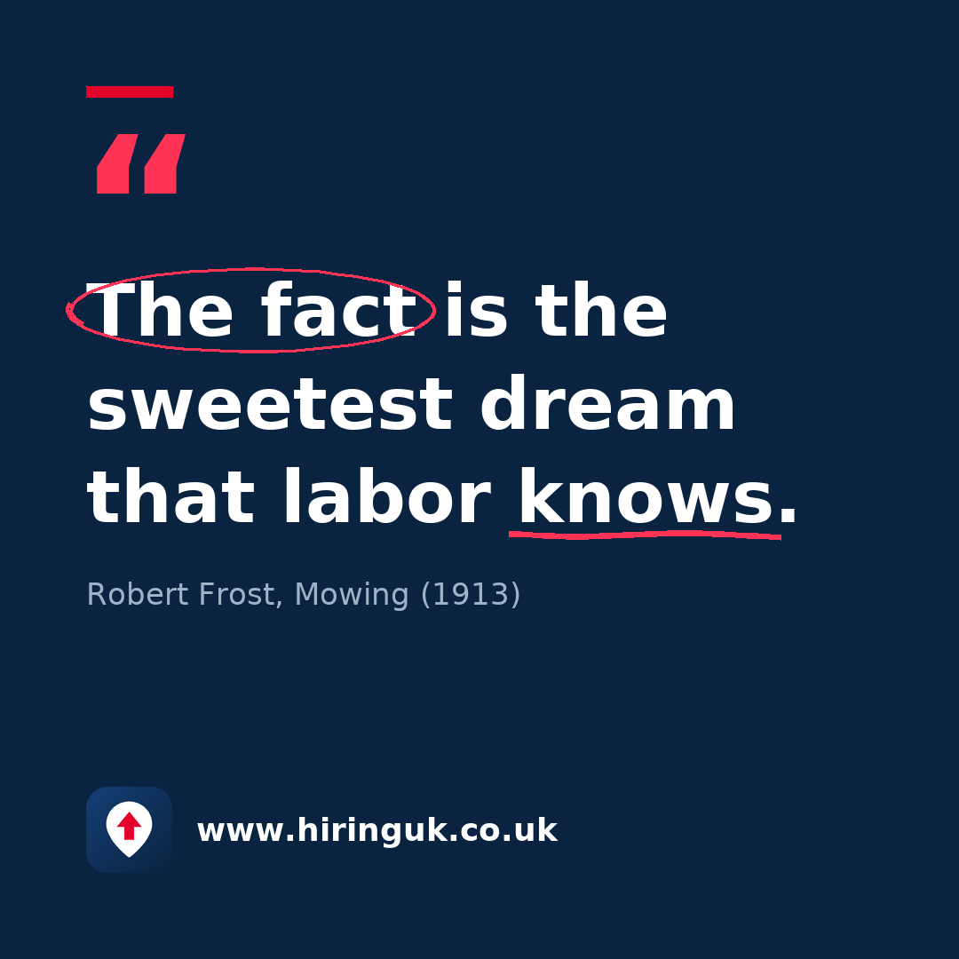 Quote card: The fact is the sweetest dream that labor knows.