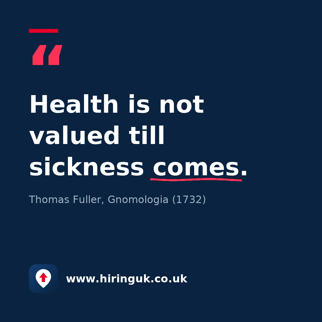 Quote card: Health is not valued till sickness comes.