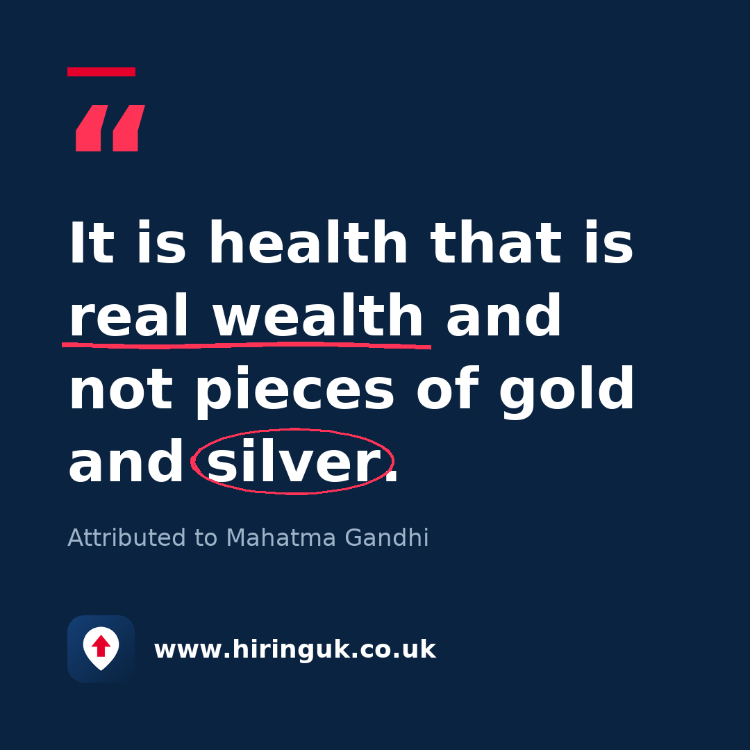 Quote card: It is health that is real wealth and not pieces of gold and silver.