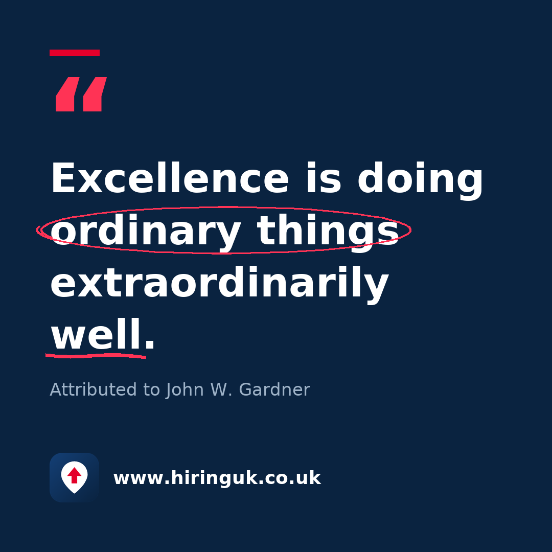 Quote card: Excellence is doing ordinary things extraordinarily well.