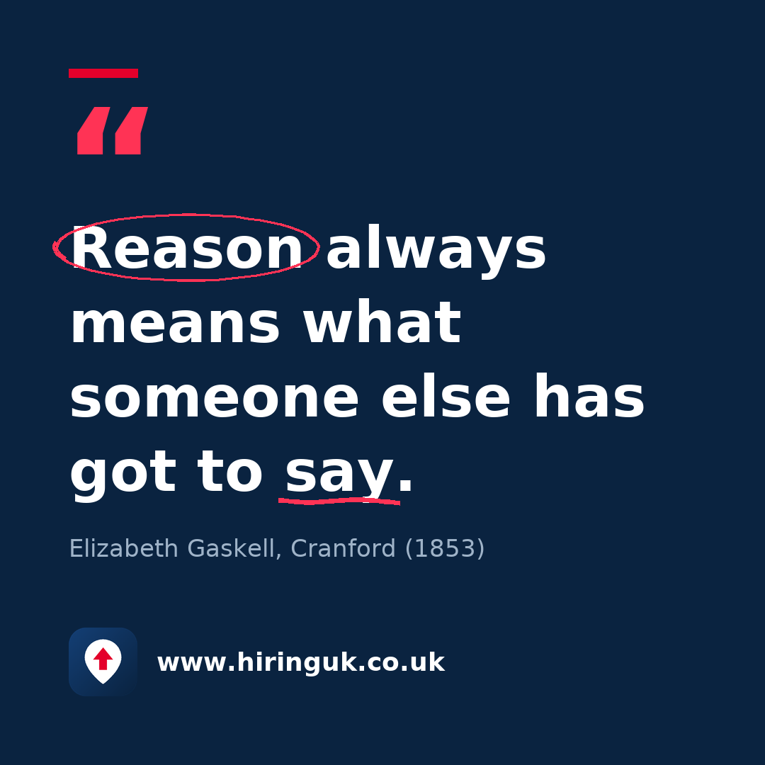 Quote card: Reason always means what someone else has got to say.