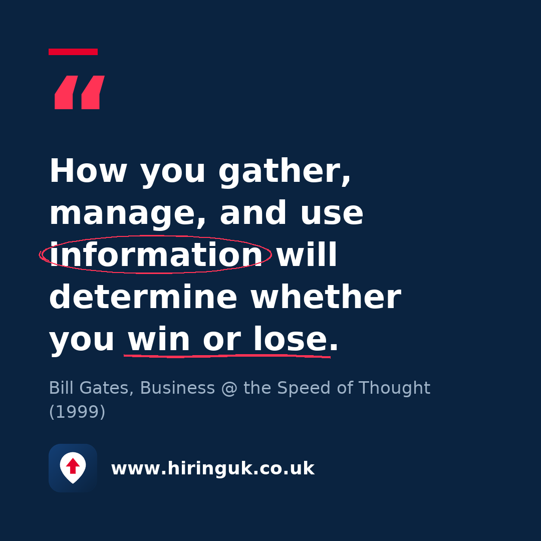 Quote card: How you gather, manage, and use information will determine whether you win or lose.