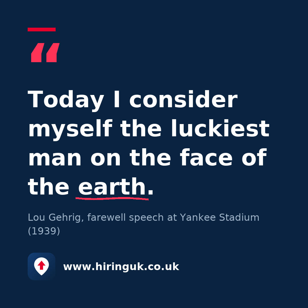 Quote card: Today I consider myself the luckiest man on the face of the earth.