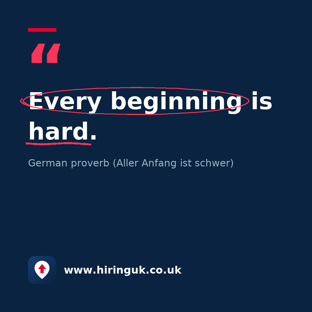 Quote card: Every beginning is hard.
