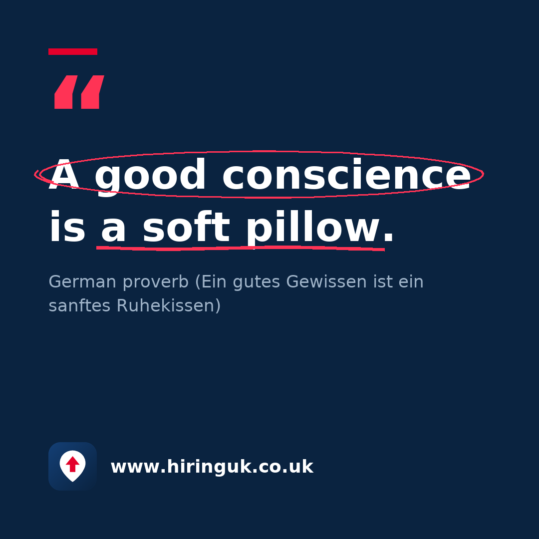 Quote card: A good conscience is a soft pillow.