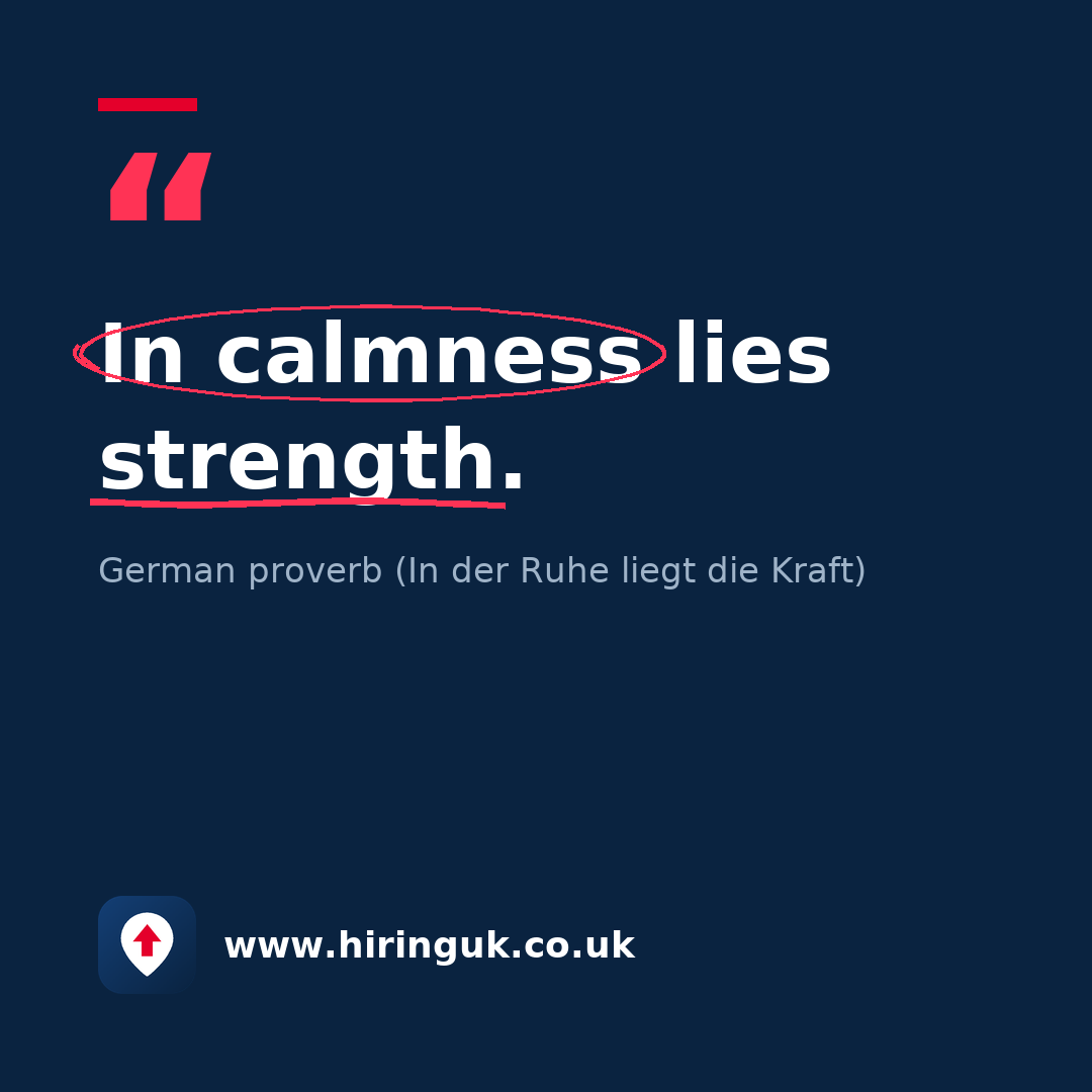 Quote card: In calmness lies strength.