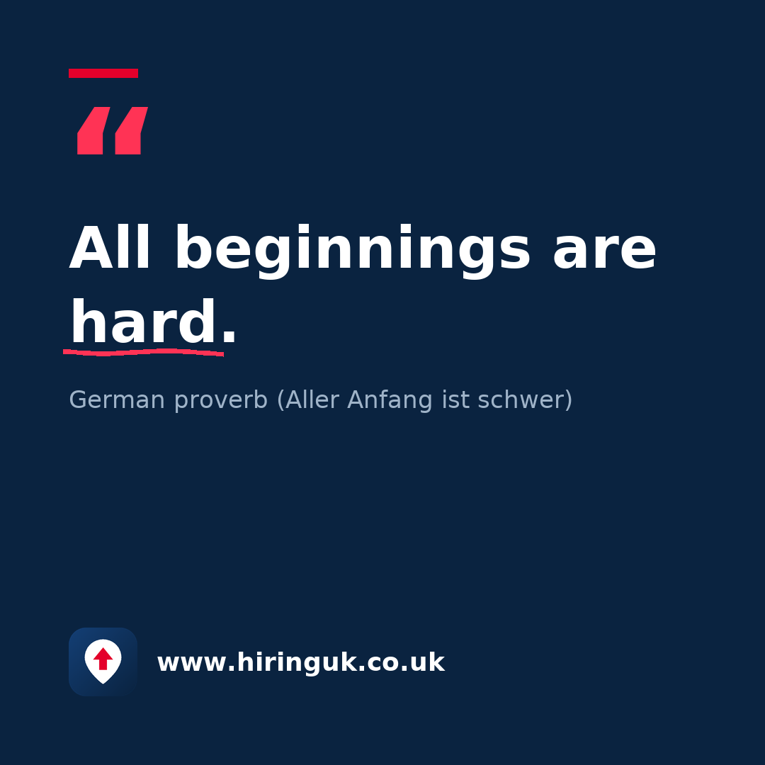 Quote card: All beginnings are hard.