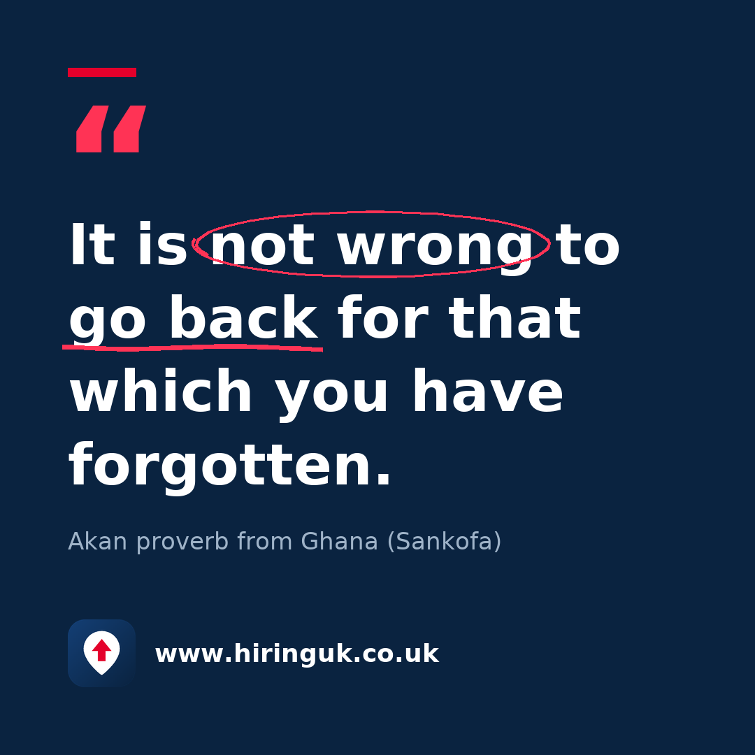 Quote card: It is not wrong to go back for that which you have forgotten.