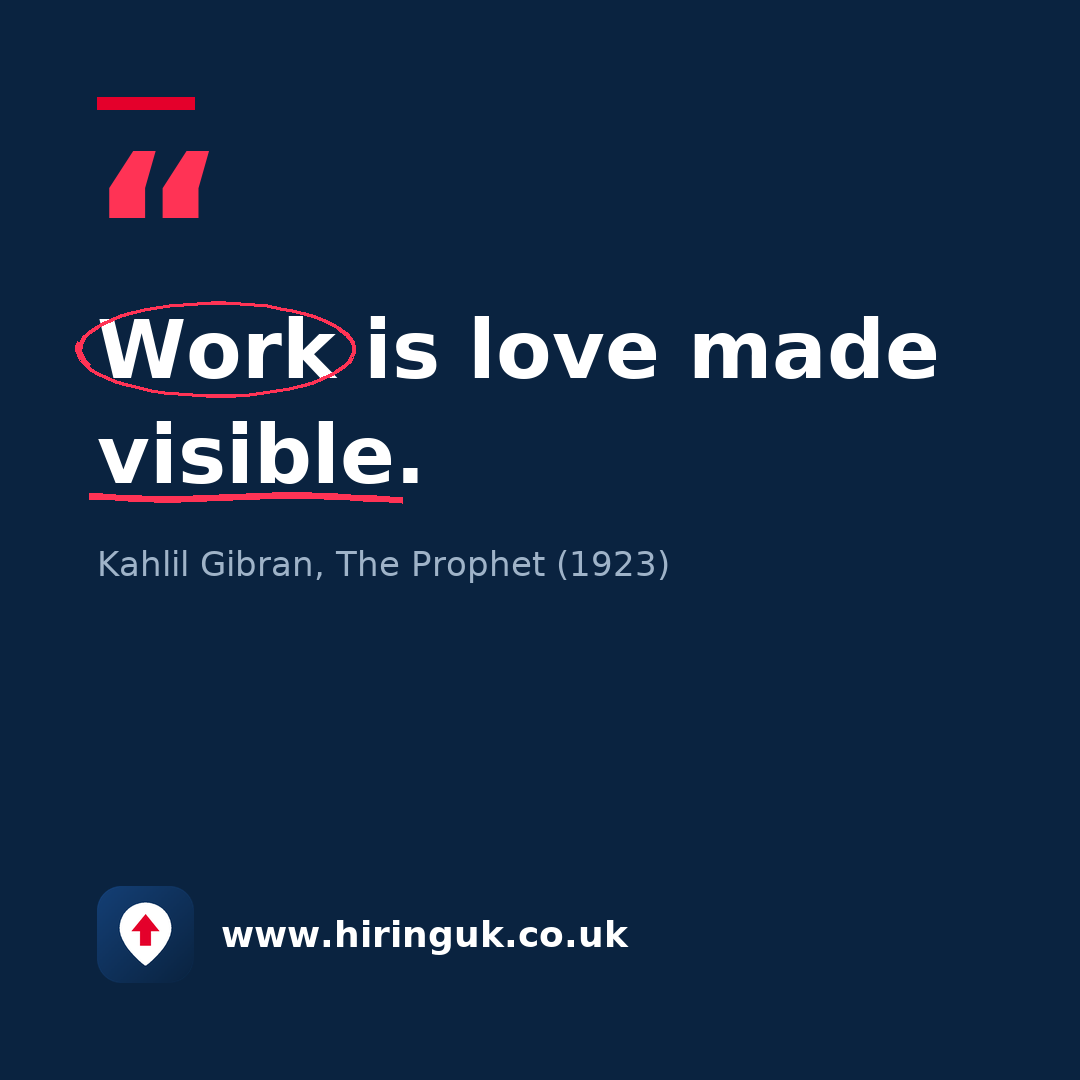 Quote card: Work is love made visible.