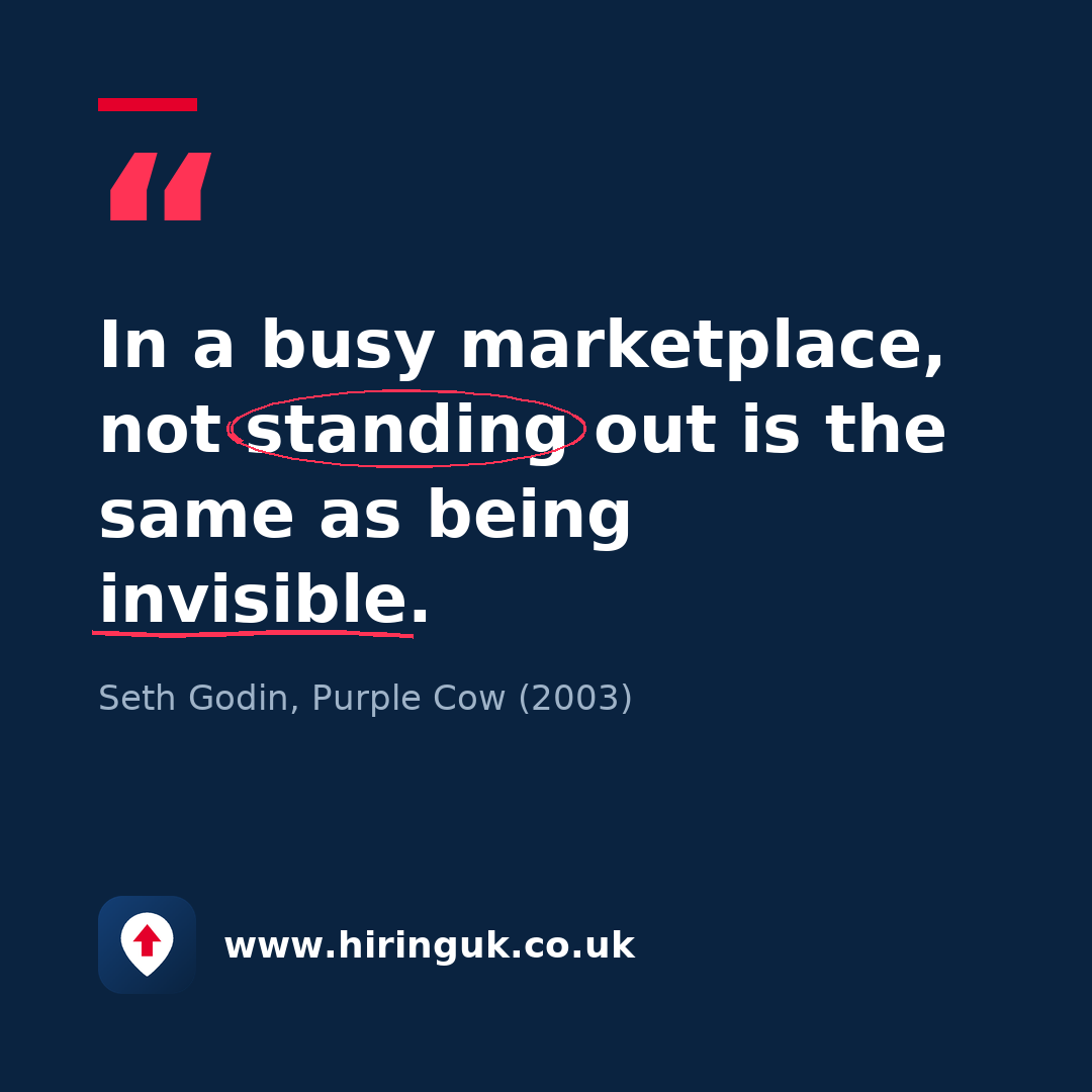 Quote card: In a busy marketplace, not standing out is the same as being invisible.