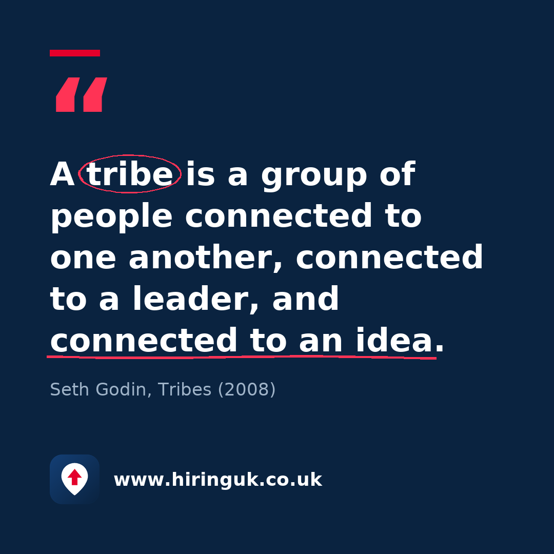 Quote card: A tribe is a group of people connected to one another, connected to a leader, and connected to an idea.
