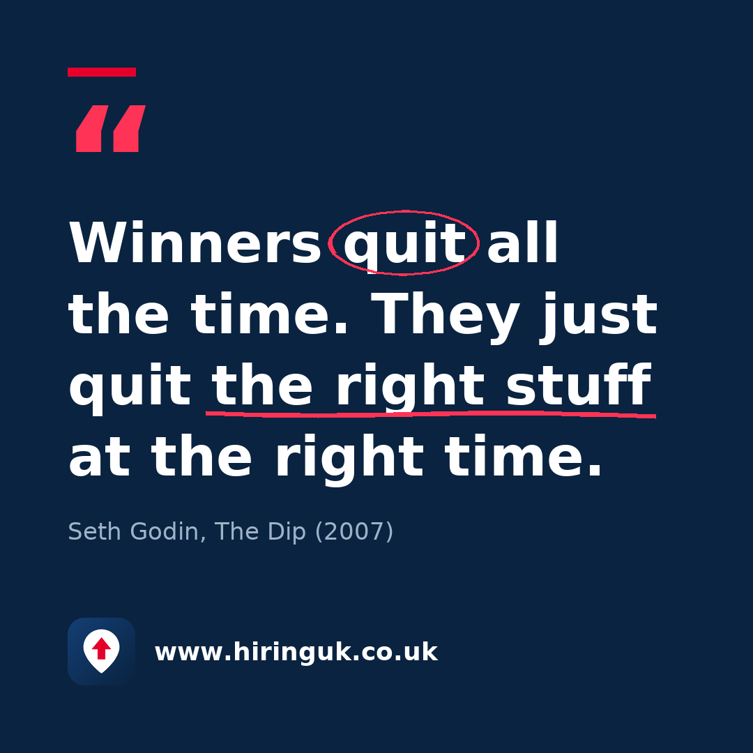 Quote card: Winners quit all the time. They just quit the right stuff at the right time.