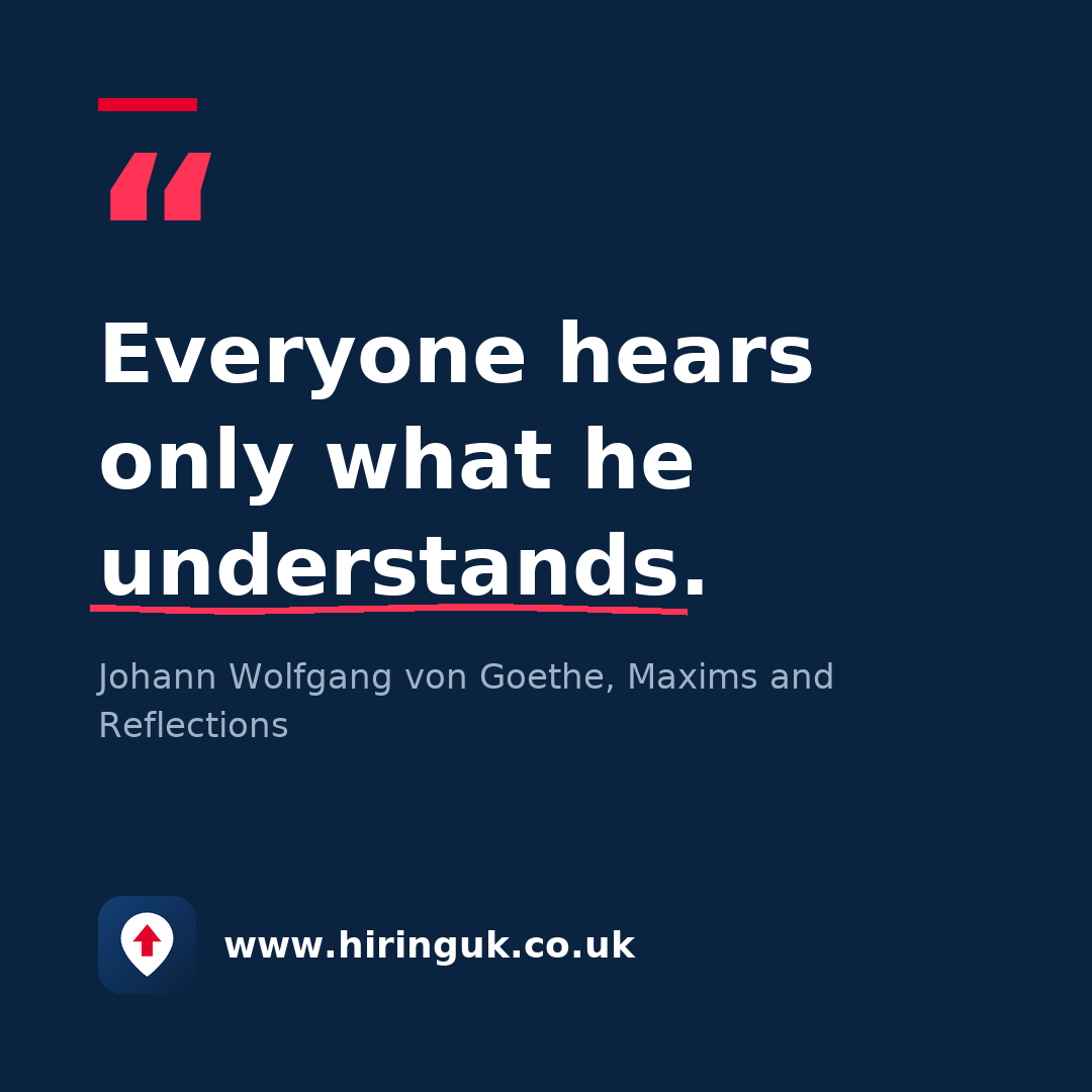 Quote card: Everyone hears only what he understands.