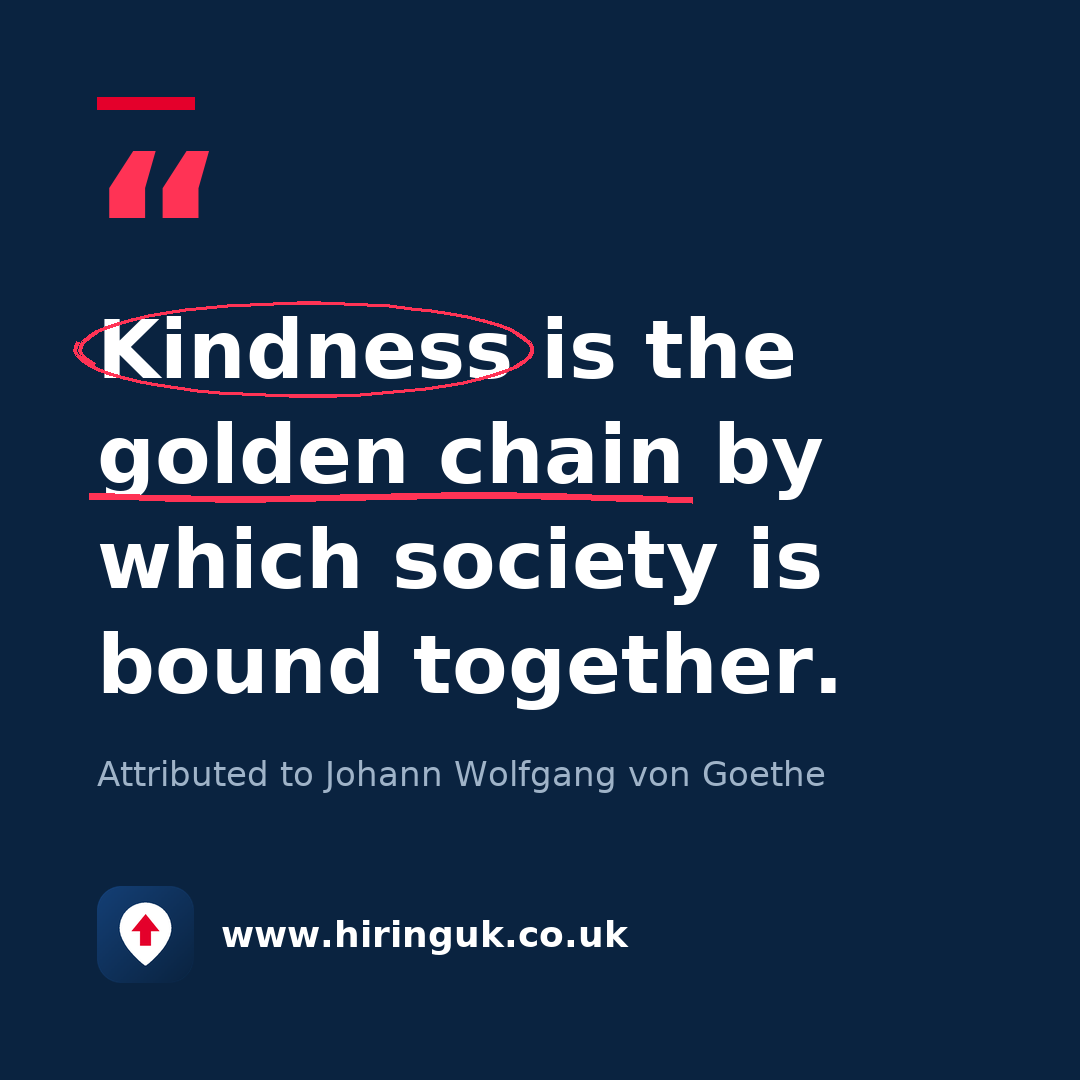 Quote card: Kindness is the golden chain by which society is bound together.