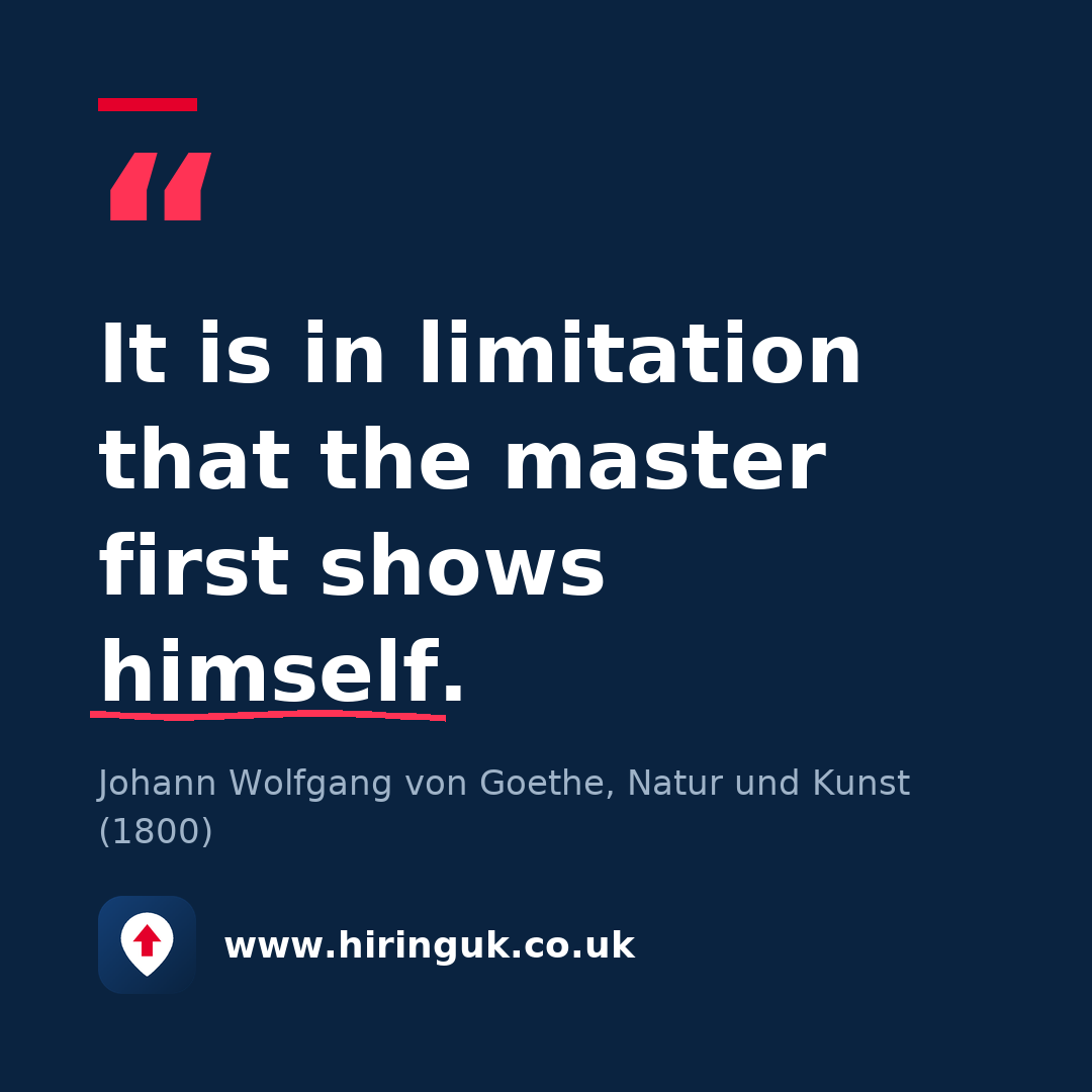 Quote card: It is in limitation that the master first shows himself.