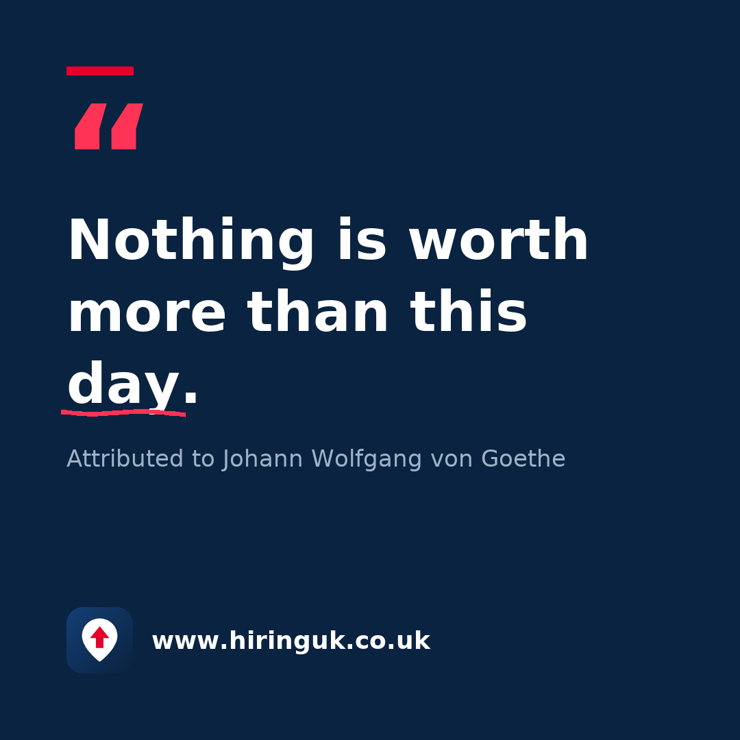 Quote card: Nothing is worth more than this day.