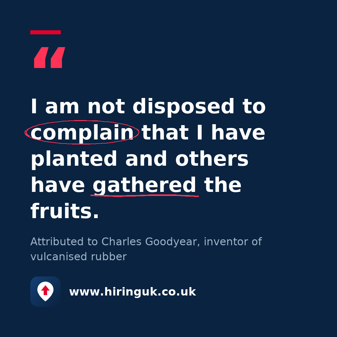 Quote card: I am not disposed to complain that I have planted and others have gathered the fruits.