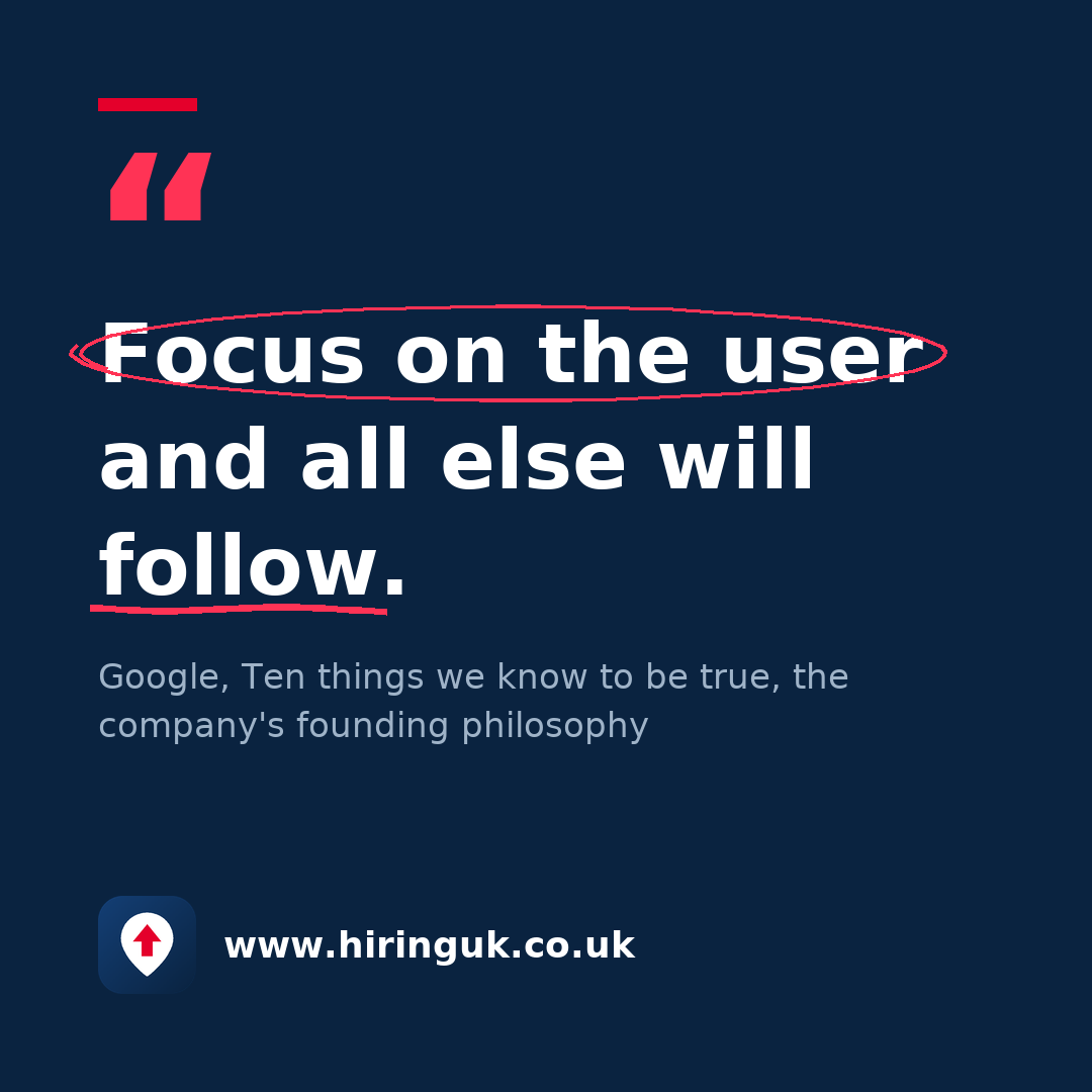 Quote card: Focus on the user and all else will follow.