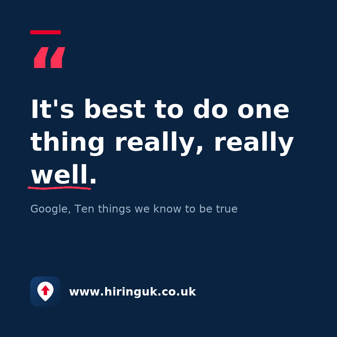 Quote card: It's best to do one thing really, really well.