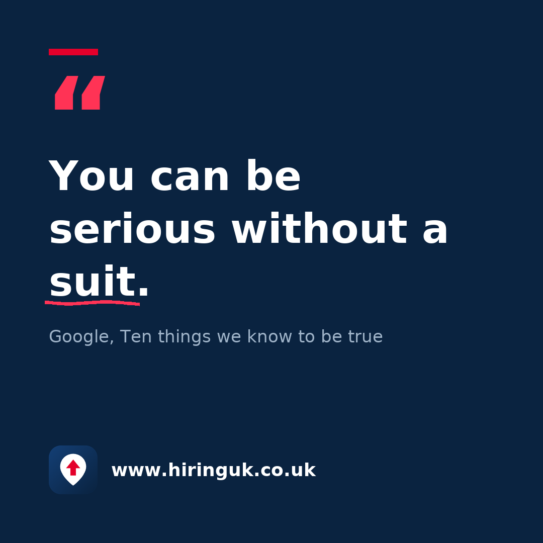 Quote card: You can be serious without a suit.