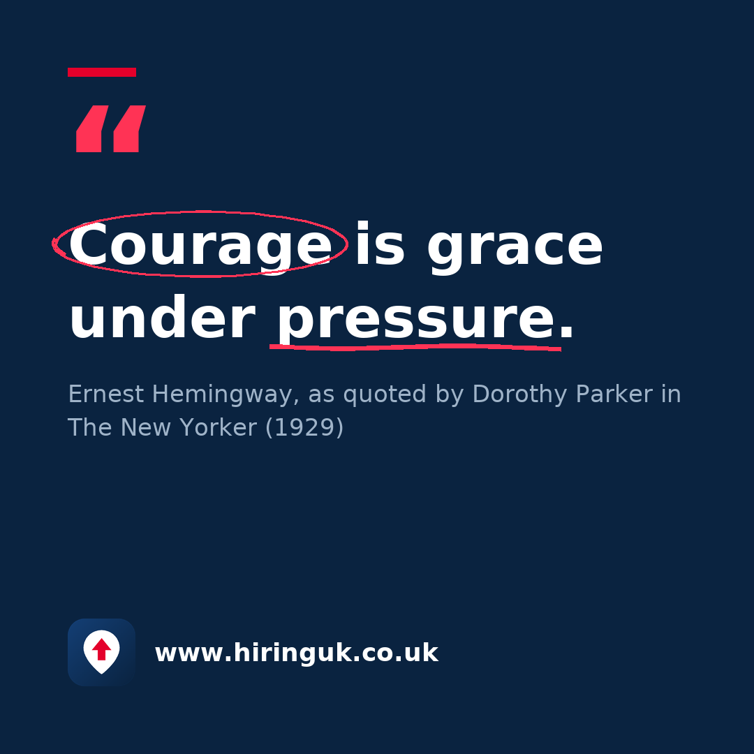 Quote card: Courage is grace under pressure.