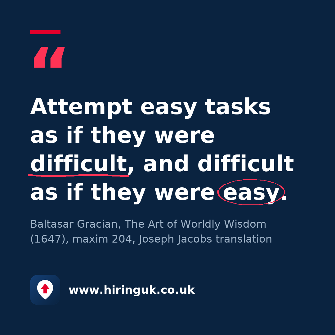 Quote card: Attempt easy tasks as if they were difficult, and difficult as if they were easy.