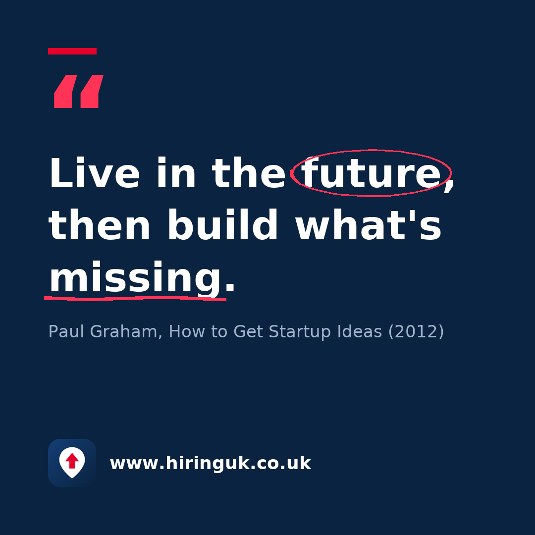 Quote card: Live in the future, then build what's missing.