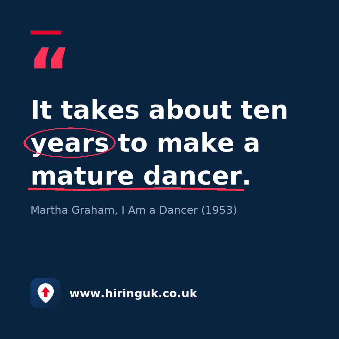 Quote card: It takes about ten years to make a mature dancer.