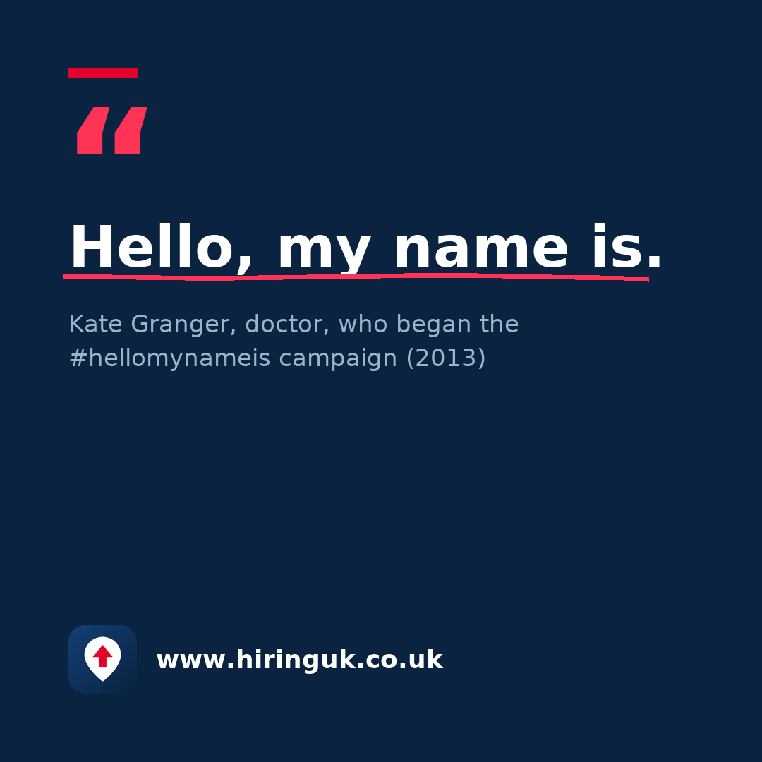 Quote card: Hello, my name is.