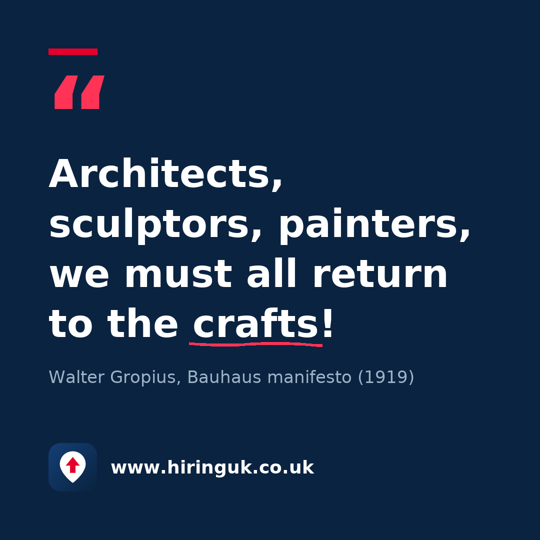 Quote card: Architects, sculptors, painters, we must all return to the crafts!