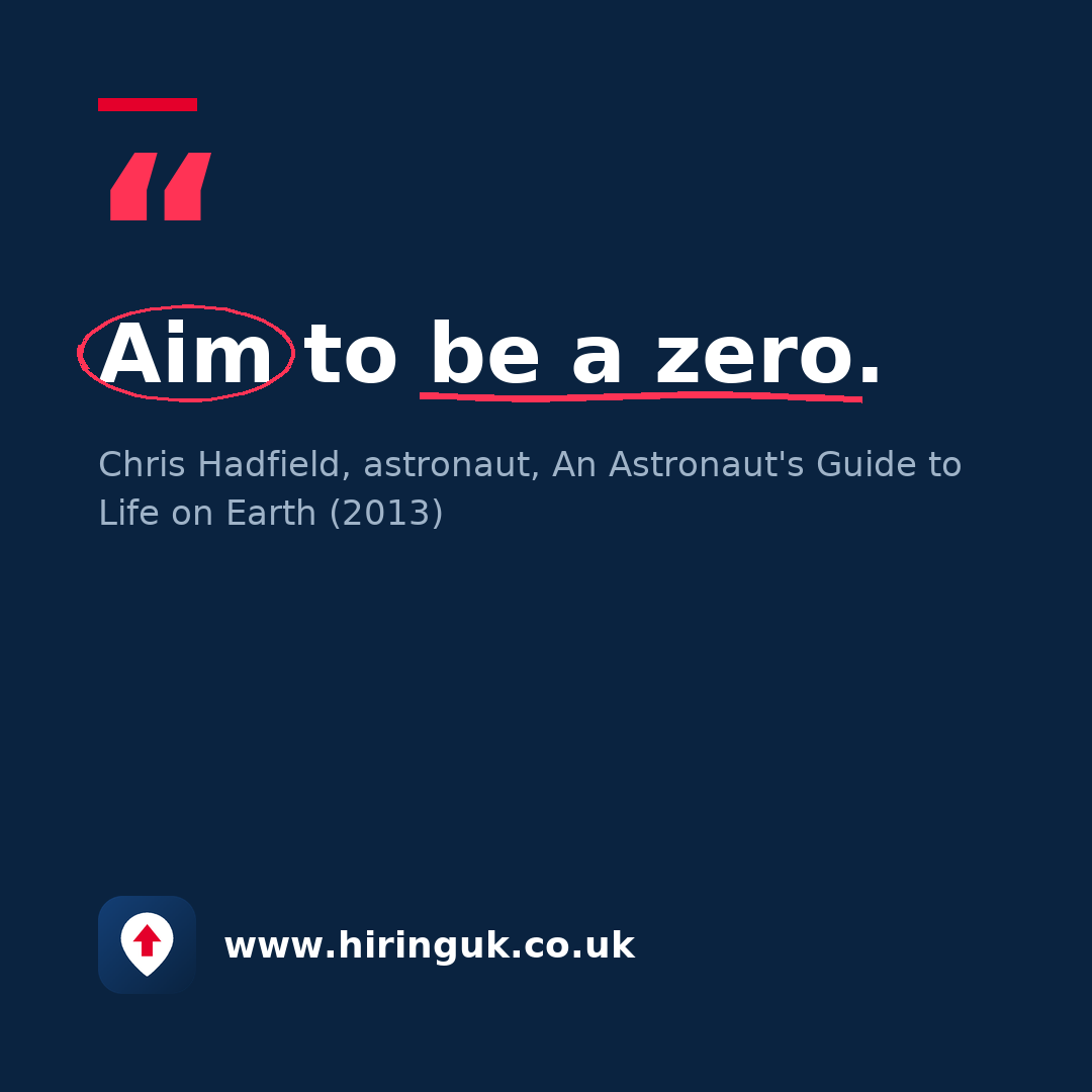 Quote card: Aim to be a zero.