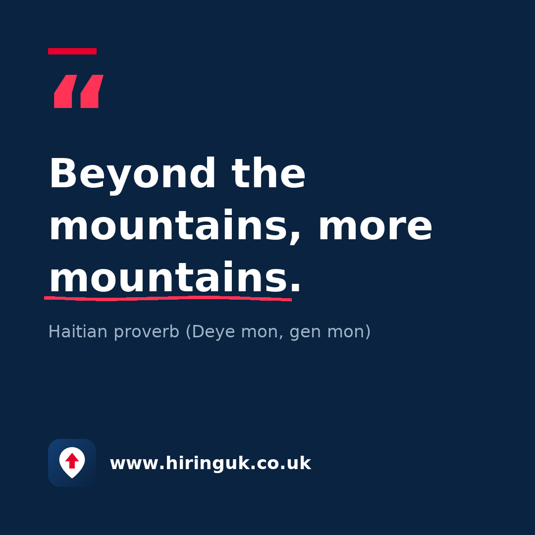 Quote card: Beyond the mountains, more mountains.