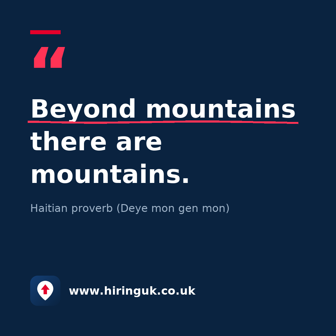 Quote card: Beyond mountains there are mountains.
